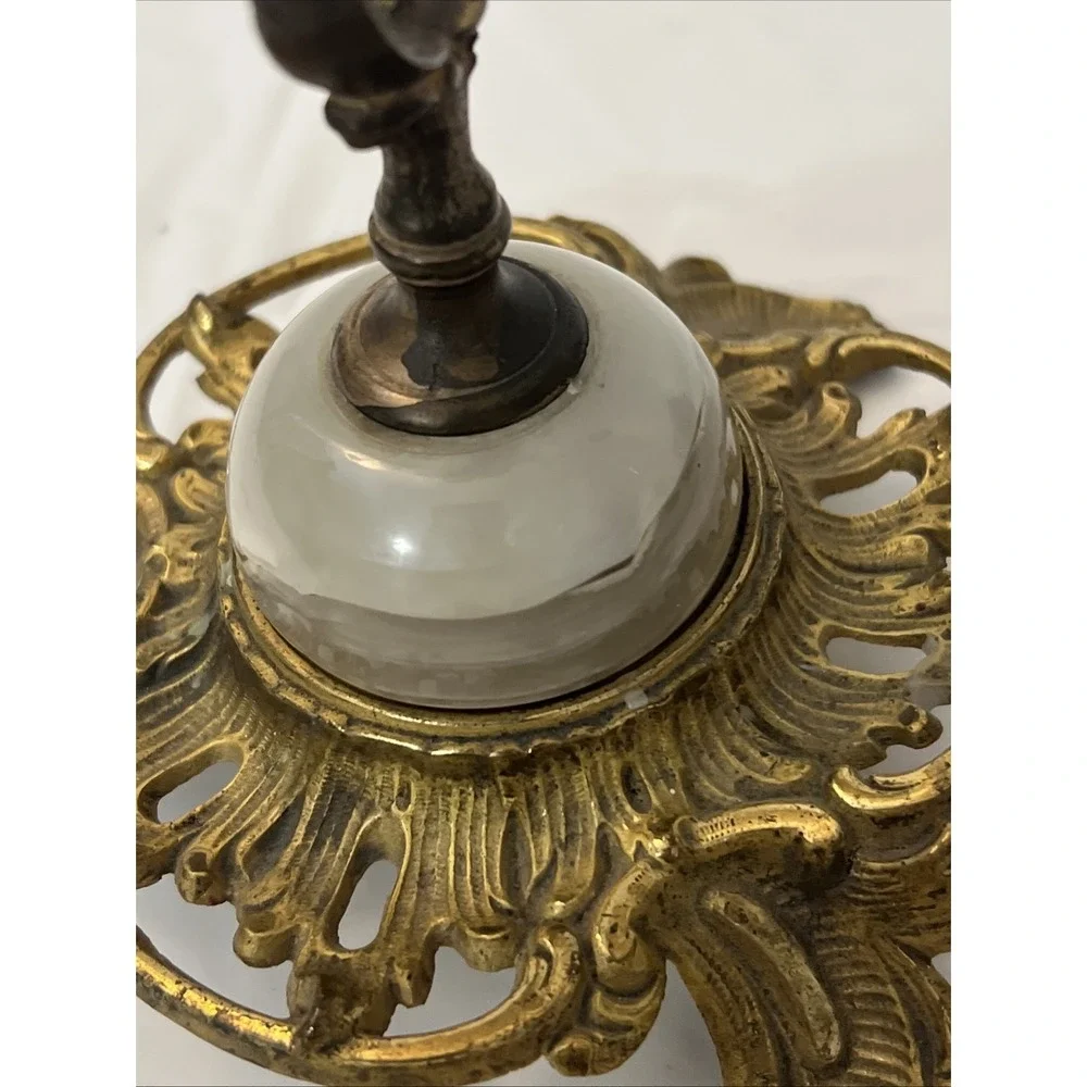 Antique Rococo Gilt Copper Bronze Floral Ornate Scrolled Candlestick Marble‎